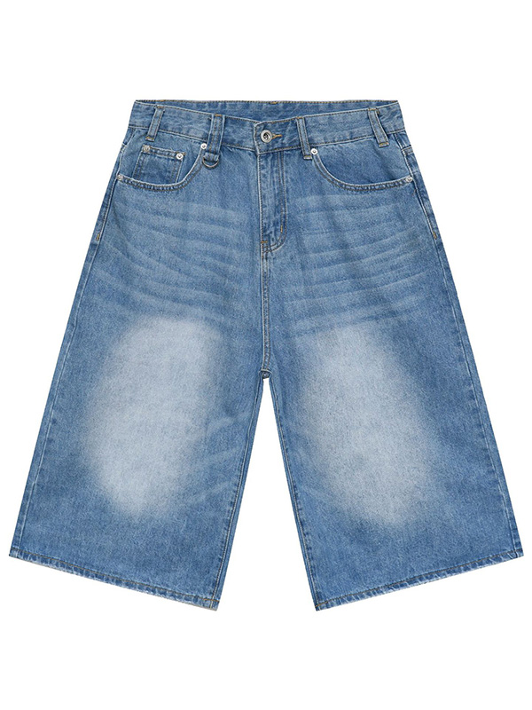 Wide Leg Street Style Straight Leg Denim Shorts-5