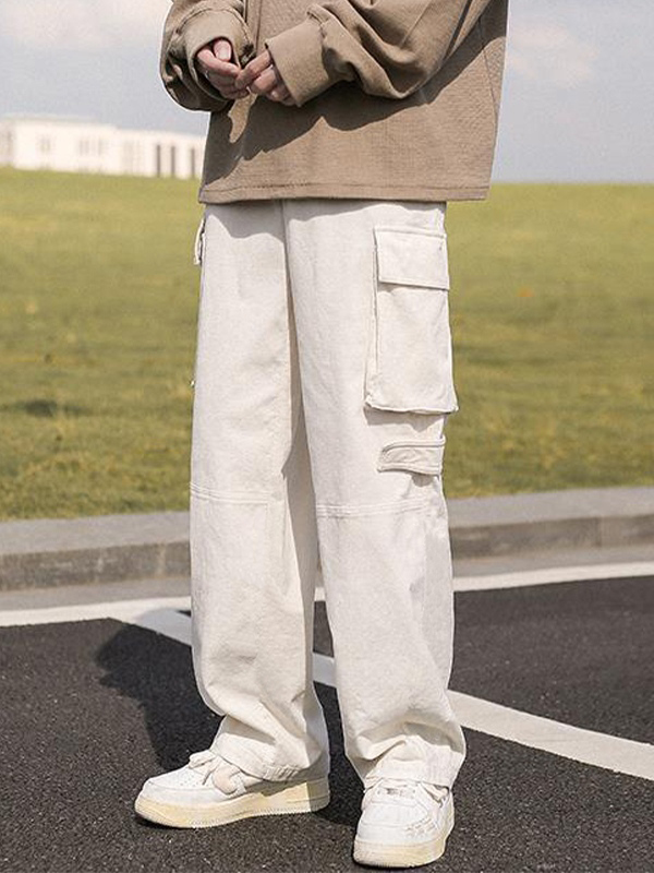 Men's Patch Pocket Vintage Straight Cargo Pants-2
